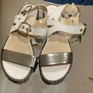 Jimmy Choo Sandals - WHITE/GOLD with Gold Buckles